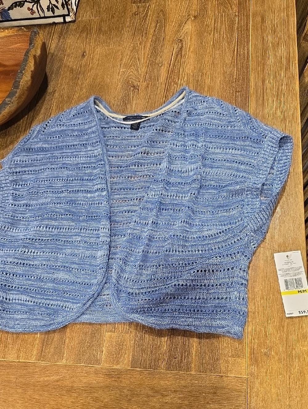 Tommy Hilfiger Light Blue Open Knit Shrug